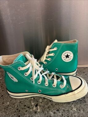 Converse High Top Sneakers in Teal Green and White